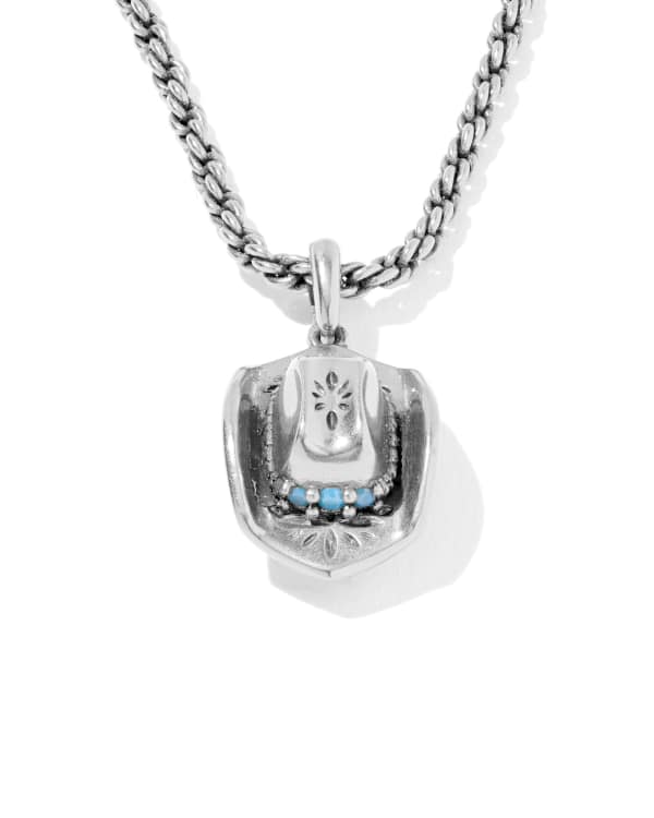 Tiny Cowboy Hat Vintage Silver Short Pendant Necklace