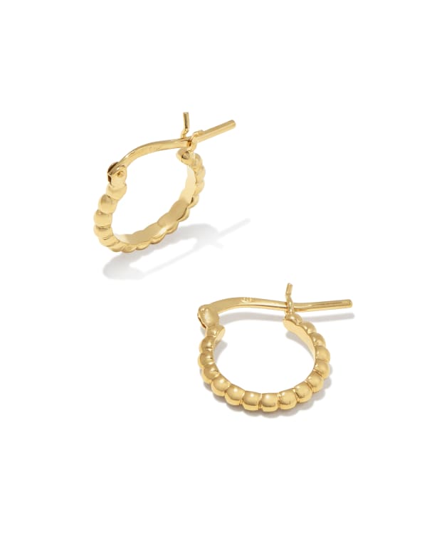 Beaded 13mm Huggie Earrings in 18k Gold Vermeil - view 2