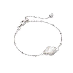 Abbie Silver Satellite Chain Bracelet in Ivory Mother-of-Pearl