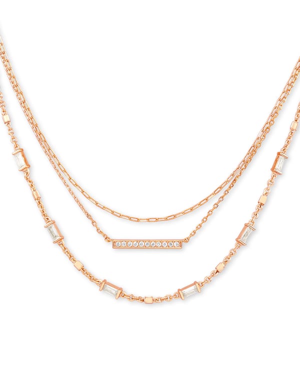 Addison Triple Strand Necklace in Rose Gold