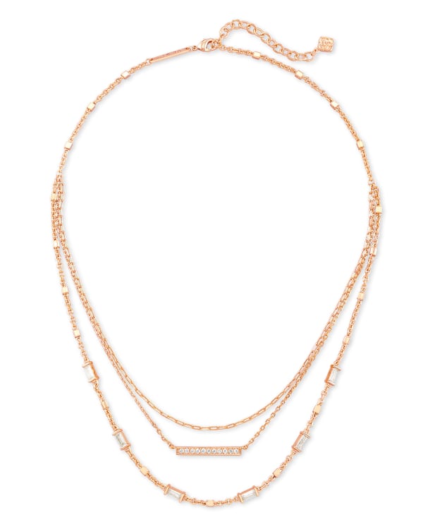 Addison Triple Strand Necklace in Rose Gold - alternate view