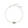 Ari Heart Silver Chain Bracelet in Platinum Drusy