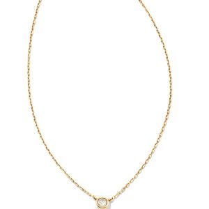Audrey 14k Yellow Gold Pendant Necklace in White Diamond, 0.07ct