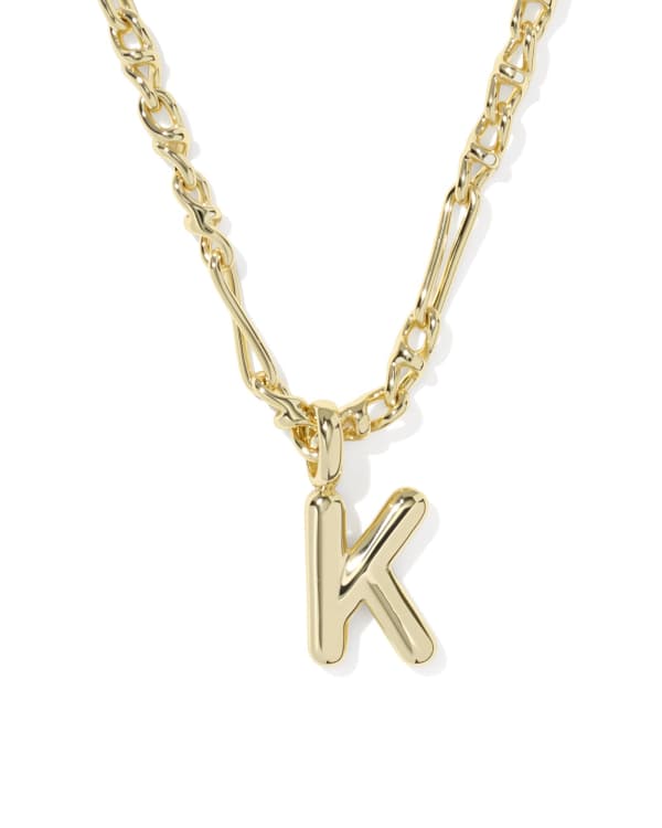 Bubble Letter K Gold Short Pendant Necklace