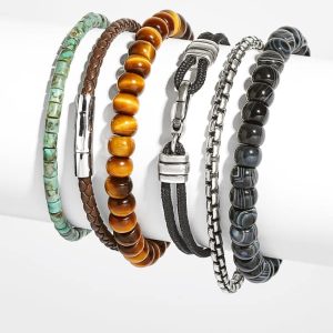 Cade Oxidized Sterling Silver Bracelet in Brown Tiger's Eye - view 2