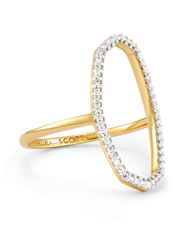 Dani 14k Yellow Gold Open Ring in White Diamond - view 2