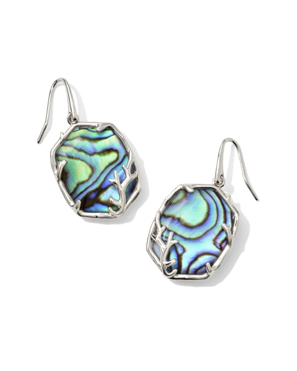 Daphne Silver Coral Frame Drop Earrings in Abalone