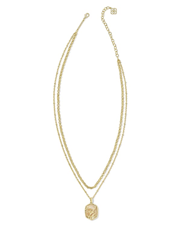Daphne Gold Coral Frame Multi Strand Necklace in Iridescent Abalone - alternate view