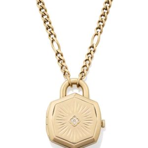 Davie Gold Diamond Locket Watch Pendant Necklace