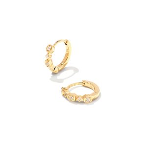 Davie 18k Gold Vermeil Trio Huggie Earrings in White Sapphire