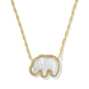 Elephant Gold Short Pendant Necklace