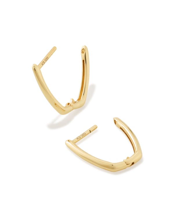 Ellen Huggie Earrings in 14k Yellow Gold - view 2
