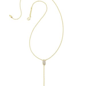 Grayson Gold Y Necklace in White CZ - alternate view