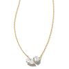 0.51 ct Lab Grown White Diamond Toi et Moi Small Pendant Necklace in 14k Yellow Gold