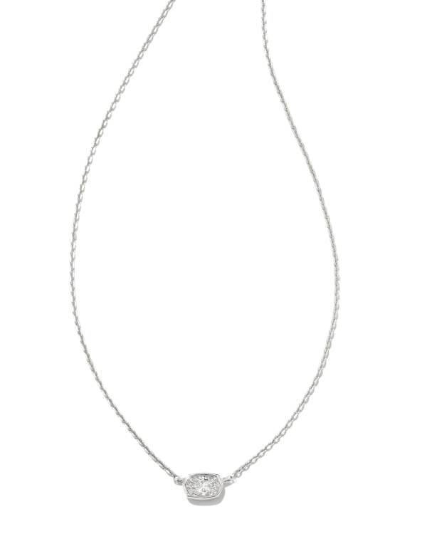 0.11 ct Marisa 14k White Gold Oval Solitaire Pendant Necklace in White Diamond