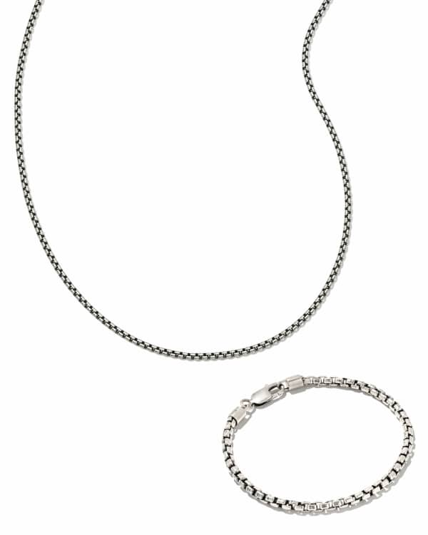 Beck Box Chain Gift Set of 2 in Oxidized Sterling Silver