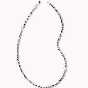 Beck Round Box Chain Necklace in Oxidized Sterling Silver