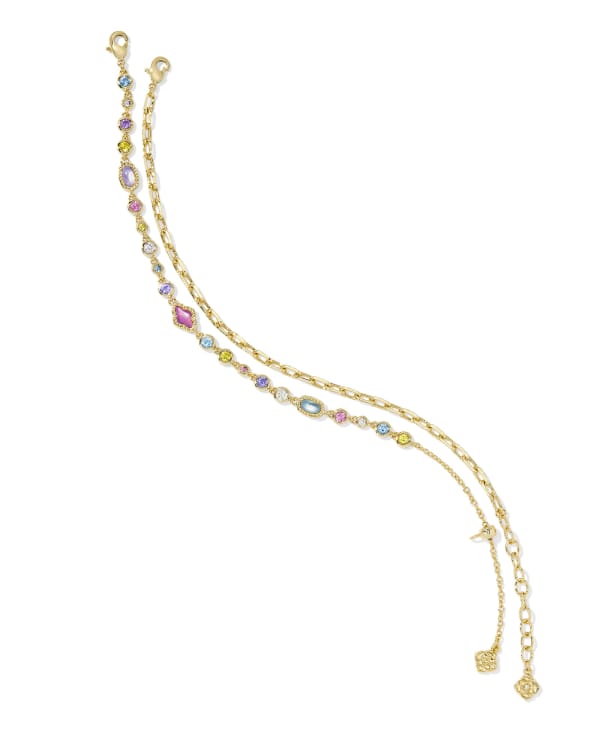 Mini Elisa and Abbie Gold Set of 2 Delicate Chain Bracelets - view 2