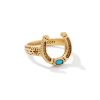 Noble Vintage Gold Horseshoe Cocktail Ring in Variegated Dark Teal Magnesite