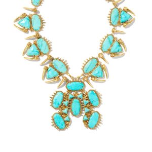 Odessa Vintage Gold Statement Necklace in Variegated Turquoise Magnesite