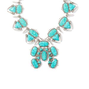 Odessa Vintage Silver Statement Necklace in Variegated Turquoise Magnesite