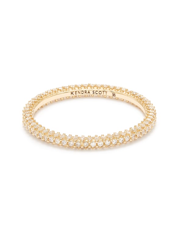 Remi 14k Yellow Gold Band Ring In White Diamonds