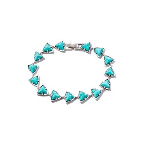 Robby Vintage Silver Link and Chain Bracelet in Variegated Turquoise Magnesite