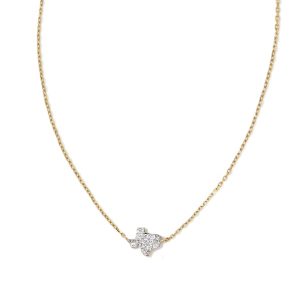 Tiny Texas 14k Yellow Gold Pendant Necklace in White Diamond