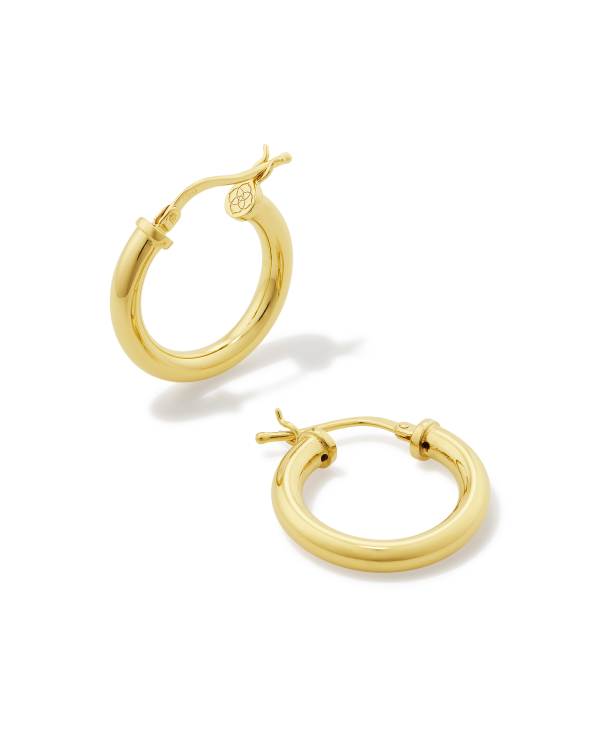 Tube Small 20mm Hoop Earrings in 18k Gold Vermeil - view 2