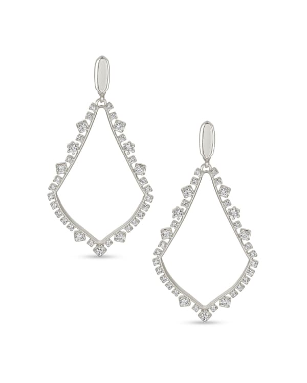 Sophee Crystal Clip-On Drop Earrings in Silver